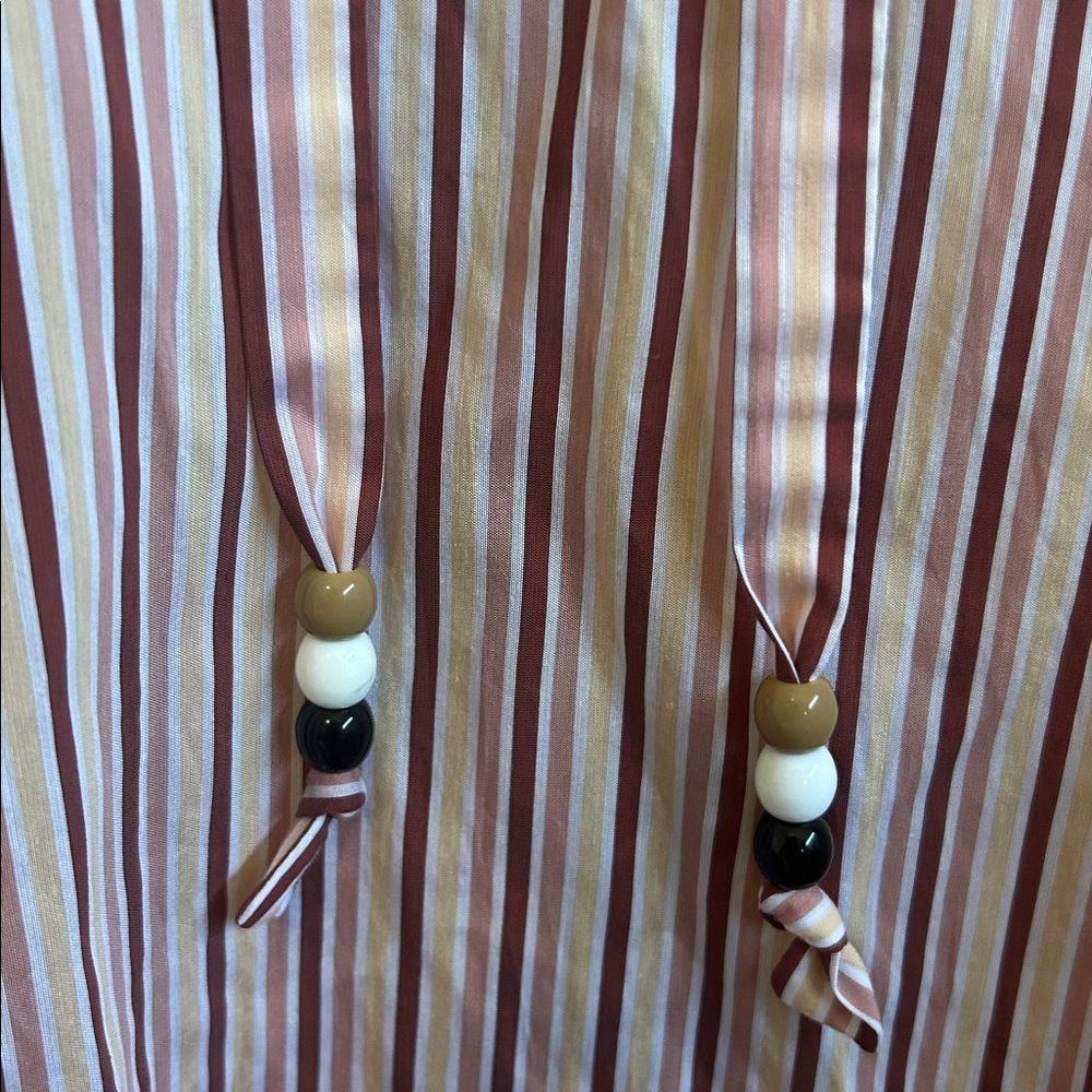 NWOT Hugo Boss Bateco Striped Long Sleeve Tie Front Oversized Tunic Shirt Sz 10 - Picture 9 of 16